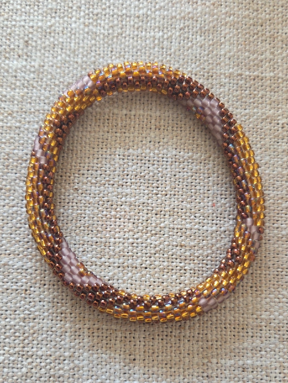SASHKA CO. Beaded Bracelet in Gold and Purple, Lavender.
